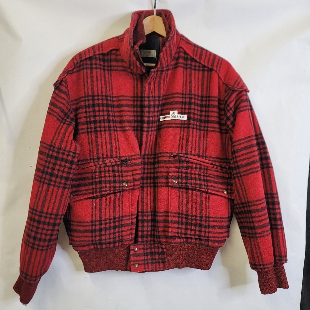 Cerruti 1881 Sport  vintage wool checkered bomber jacket